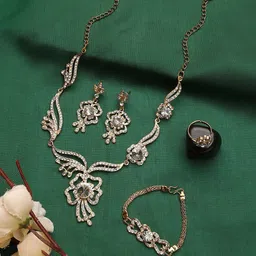 ANIKAS CREATION Gold-Plated Stones Studded Jewellery Set image 1