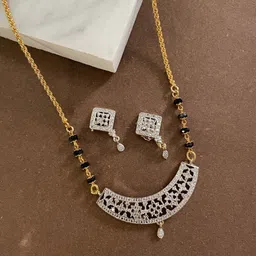 digital dress room Digital Dress Stone-Studded & Beaded Mangalsutra With Earrings image 1