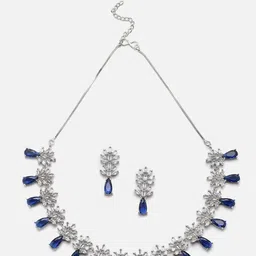 Anouk Rhodium-Plated American Diamond Studded Necklace & Earrings image 1