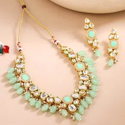 Yellow Chimes Gold-Plated Kundan-Studded & Beaded Jewellery Set-picture-41