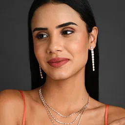 Fida Women Rose Gold-Toned & White American Diamond Jewellery Set-picture-53