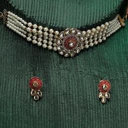 Anouk Gold-Plated Stone-Studded & Beaded Jewellery Set-picture-18