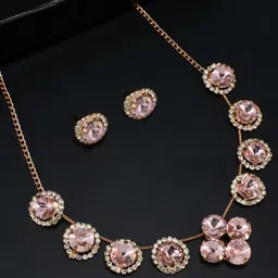 PRIVIU Rose Gold-Plated Crystal Studded Jewellery Set-picture-31