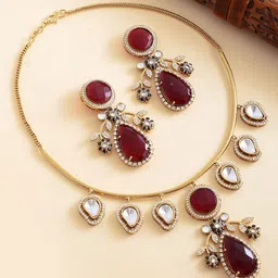 Voylla Gold Plated Kundan Stone StuddedJewellery Set-picture-58