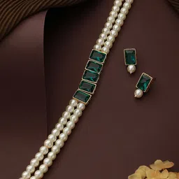 Jazz and Sizzle Gold-Plated Stone-Studded Beaded Jewellery Set-picture-34