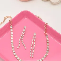 AMI Rose Gold-Toned & White Rose Gold Plated Studded Jewellery Set-picture-31