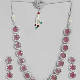 justpeachy Silver-Plated AD-Studded Jewellery Set-picture-37
