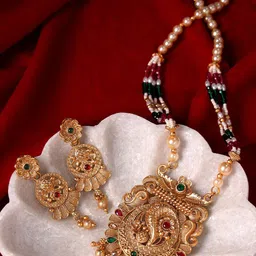 justpeachy Gold-Plated Stones-Studded & Beaded Jewellery Set-picture-28