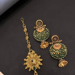 ATIBELLE Set Of 2 Gold-Plated Stone Studded & Beaded Jewellery Set-picture-36