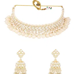 Zaveri Pearls Gold-Plated Stone Studded & Beaded Jewellery Set image 2