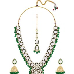 Zaveri Pearls Gold-Plated Stone Studded & Beaded Jewellery Set image 2