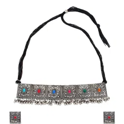 CARDINAL Multi-Colored Oxidised Choker Jewellery Set-picture-31