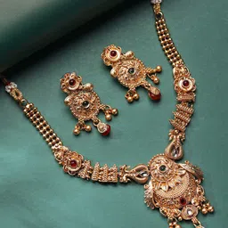 justpeachy Gold-Plated Stone-Studded Jewellery Set-picture-18