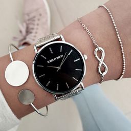 JOKER & WITCH Women Silver-Toned & Black Watch Gift Set Set-picture-17