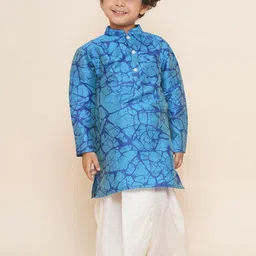 Sethukrishna Boys Mandarin Collar Abstract Printed Kurta with Dhoti Pants image 1