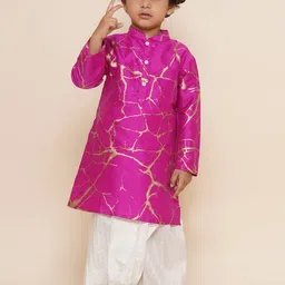 Sethukrishna Boys Mandarin Collar Abstract Printed Kurta with Dhoti Pants image 1