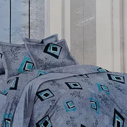 Signature Grey & Black 4 Pieces Floral Printed Pure Cotton Bedding Set-image-53