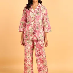ZNX Clothing Floral Printed Pure Cotton Shirt With Trouser-image-16