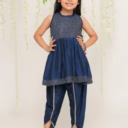 KID1 Girls Ethnic Motifs Yoke Design Regular Sequinned Kurta With Dhoti Pants-picture-22