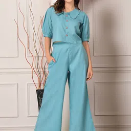 Stylum Blue Puff Sleeves Top With Palazzos-picture-29