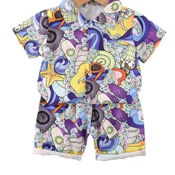 StyleCast x Revolte Boys Abstract Purple Printed Shirt with Shorts-picture-12