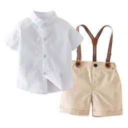 StyleCast Boys White & Khaki Shirt with Shorts-picture-45