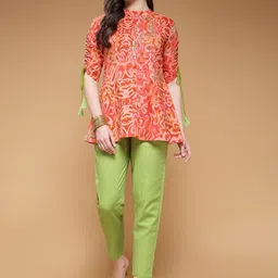Indibelle Abstract Printed Pure Cotton Tunic With Trouser Co-Ords-image-73