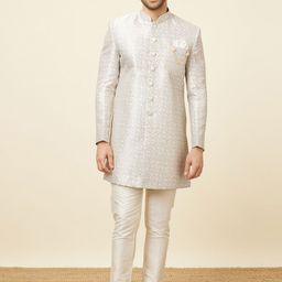 Manyavar Self Design Mandarin Collar Sherwani-picture-19