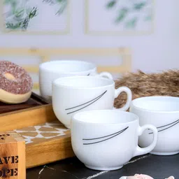 Cello White & Black 6Pcs Printed Opalware Glossy Cups 160ml Each-image-28