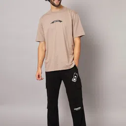 GRIFFEL Men Printed T-shirt with Trousers Cotton Tracksuits-picture-14