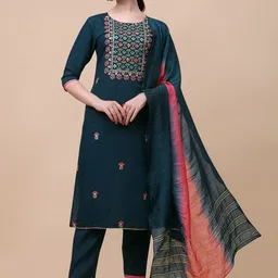 Berrylicious Women Ethnic Motifs Embroidered Thread Work Kurta with Trousers & Dupatta-picture-31
