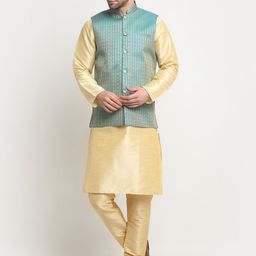 KRAFT INDIA Regular Pure Silk Kurta & Churidar With Woven Design Nehru Jacket-picture-44