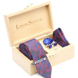 LOUIS STITCH Woven Designed Italian Silk Necktie Accessory Gift Set-image-50