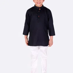 Superminis Boys Mandarin Collar Pure Cotton Kurta With Pyjamas image 1