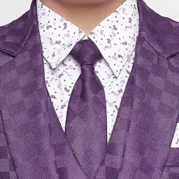 Jeetethnics Boys Purple Self Design 5 Piece Suit image 2