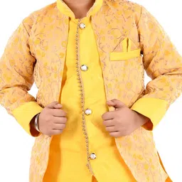 BAESD Boys Floral Printed Raw Silk Sherwani & Trouser image 3