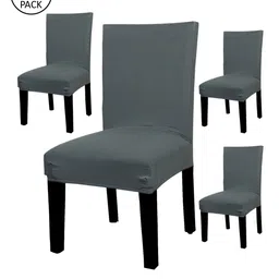 HOUSE OF QUIRK Set Of 4 Grey Solid Removable Chair Covers image 2