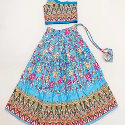 BAESD Girls Ethnic Motifs Printed Ready to Wear Lehenga & Blouse image 3