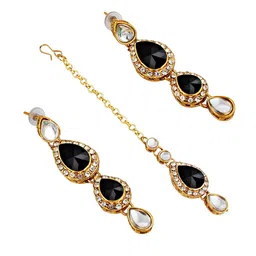 LUCKY JEWELLERY Gold-Plated Kundan-Studded Jewellery Set image 2