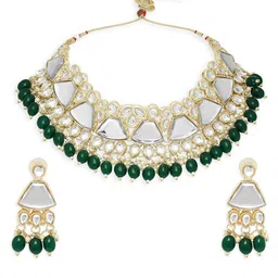 OOMPH Gold-Plated Kundan-Studded & Beaded Jewellery Set image 3