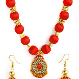 AKSHARA Gold-Plated & White Beaded Thread Jewellery Set image 2