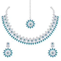 Atasi International Silver-Plated Crystal-Studded & Beaded Jewellery Set image 2