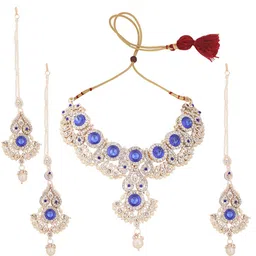 ANIKAS CREATION Gold-Plated Pearls & Stones Studded Jewellery Set image 2
