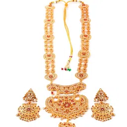 Jewar Mandi Gold-Plated AD-Studded Jewellery Set image 2