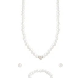 Yellow Chimes Silver-Plated Pearl Beaded Jewellery Set image 2