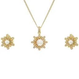 Estele Gold Plated Trendy Flower Designer Pendant Set image 2