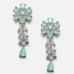 Aazeen Rhodium-Plated Floral AD-Studded Jewellery Set image 2