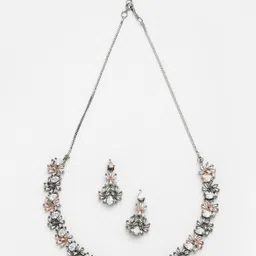 ZENEME Rose Gold-Plated AD-Studded Beaded Jewellery Set image 2