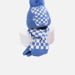 Little Surprise Box LLP Kids Pack of 2 Checked Woolen Muffler With Beanie image 5