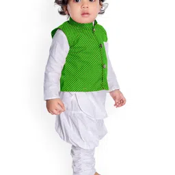 NEW GEN Boys Regular Pure Cotton Kurta With Churidar & Nehru Jacket image 3